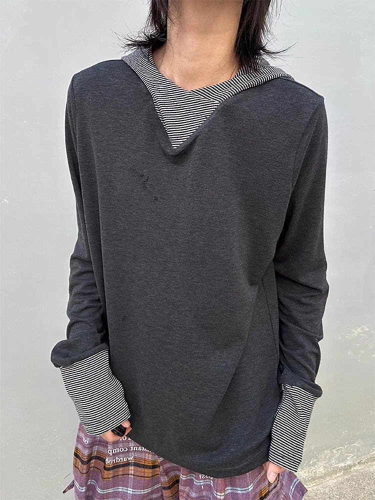 

Мужская толстовка с капюшоном Long Sve в полоску в стиле пэчворк, винтажная цветная блузка, ленивый топ, против морщин, CleanFit, осенняя мода для шипок...