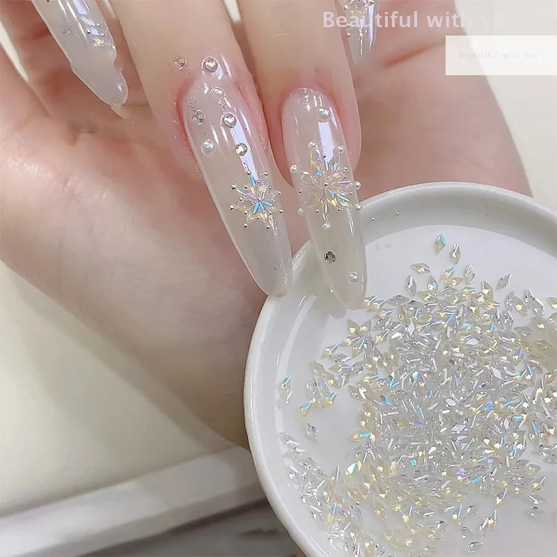 

New50Pcs Mini Rhombus Zircon White Nail Art Rhinestones Nail Charm Manicure Ornaments Nail Art Enthusiasts