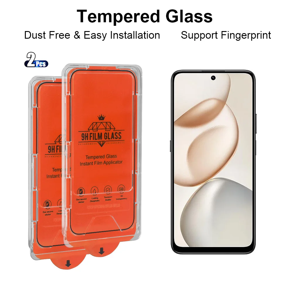 

2pcs HD Tempered Glass for Honor X7d X7c X7a X70i 5G/4G Screen Protector Fingerprint-unlock Free Tools