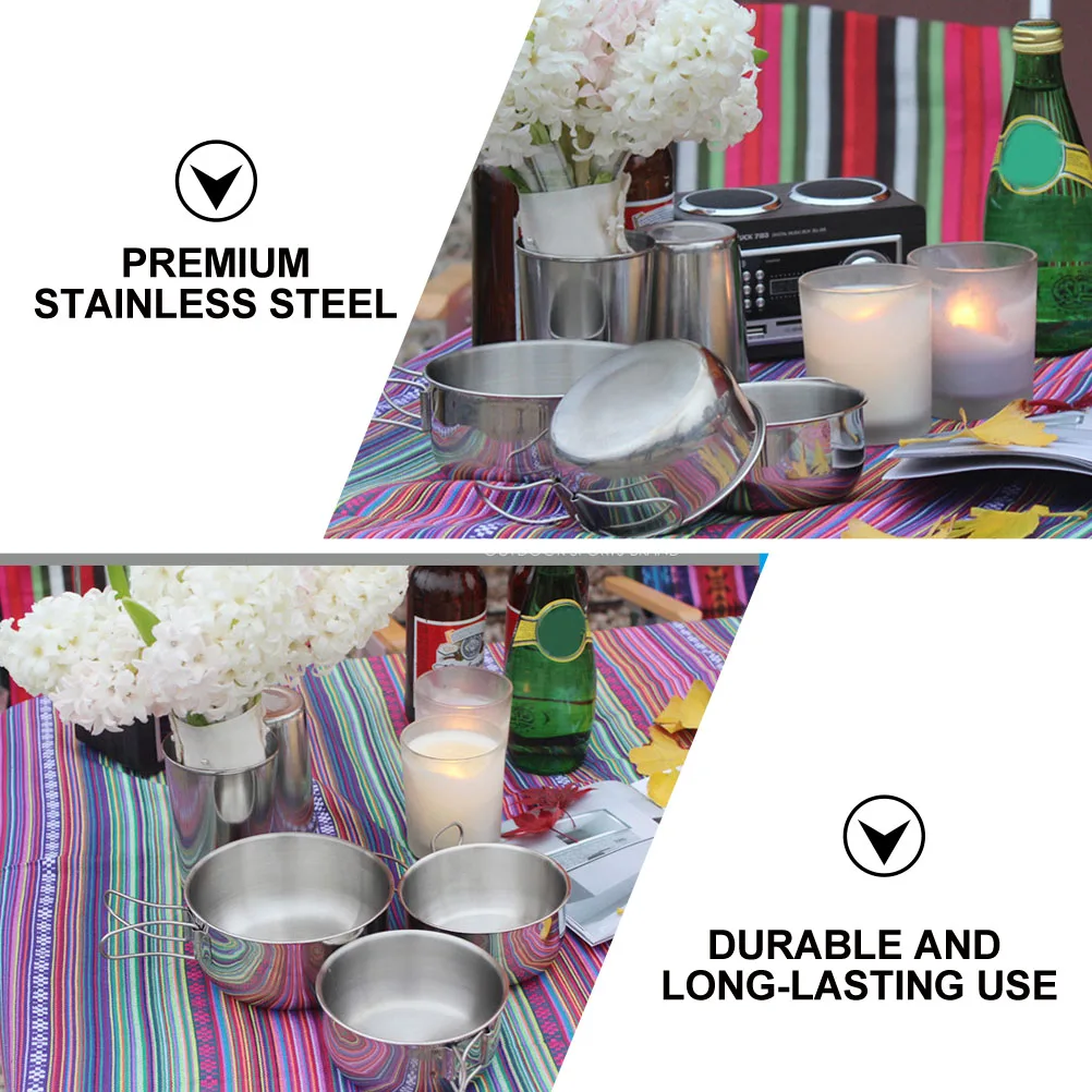 

1Pcs Stainless Steel Folding Bowl Compact Cooking Supplies for Camping Outdoor Adventure Gear Essential Utensil for Two Person