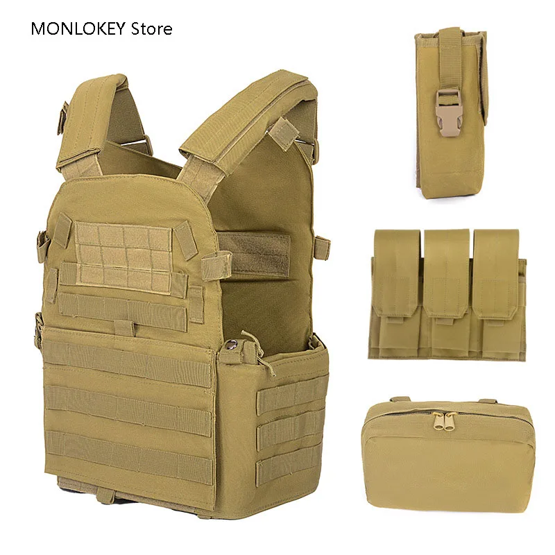 

Tactical vest Men's Detachable Tactical Vest Molle CS Outdoor Tactical Combat Vest Multi-functional EVA Board Plate Carrier