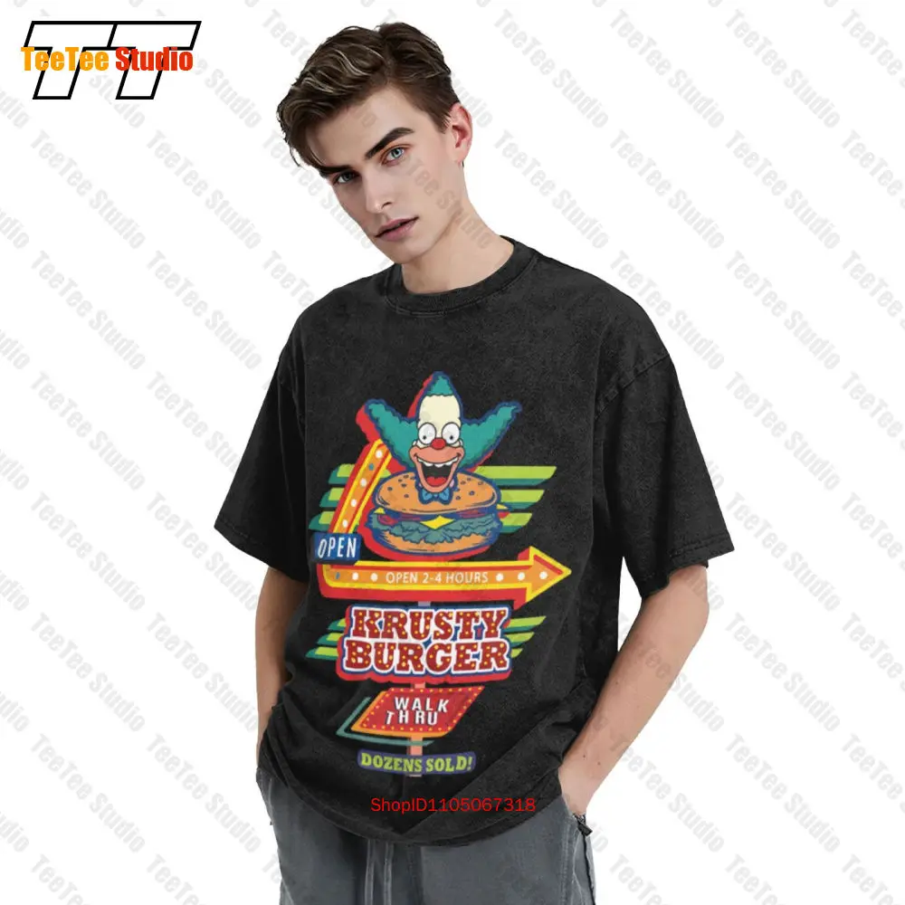 تي شيرت Krusty Burgers Restaurant Sign Vintage كبير الحجم N0LT #3