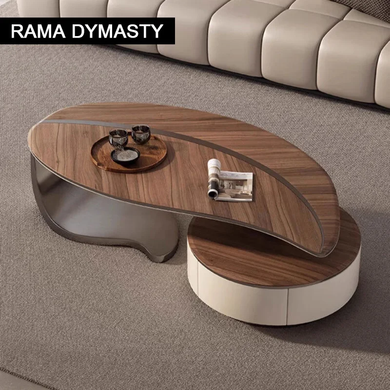 Luxury Coffee Table High-end Living Room Villa Shaped Coffee Table Leaf-shaped Coffee Table TV Cabinet Combination