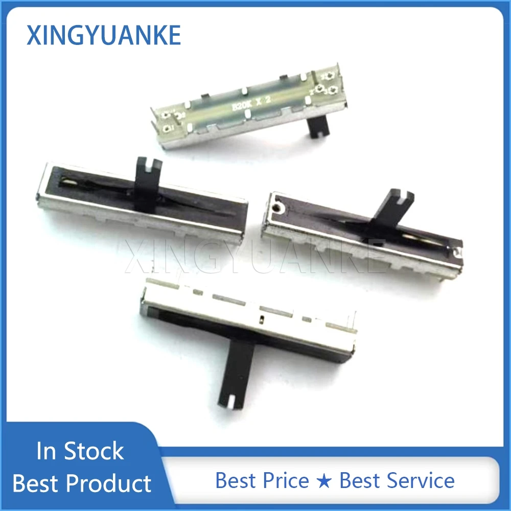 

5 шт. SC-303G 45 мм прямой ползунковый потенциометр B20K с центральной точкой, 4,5 см, двойной балансный фейдер для микшера, 6-контактный, длина ручки 15 мм