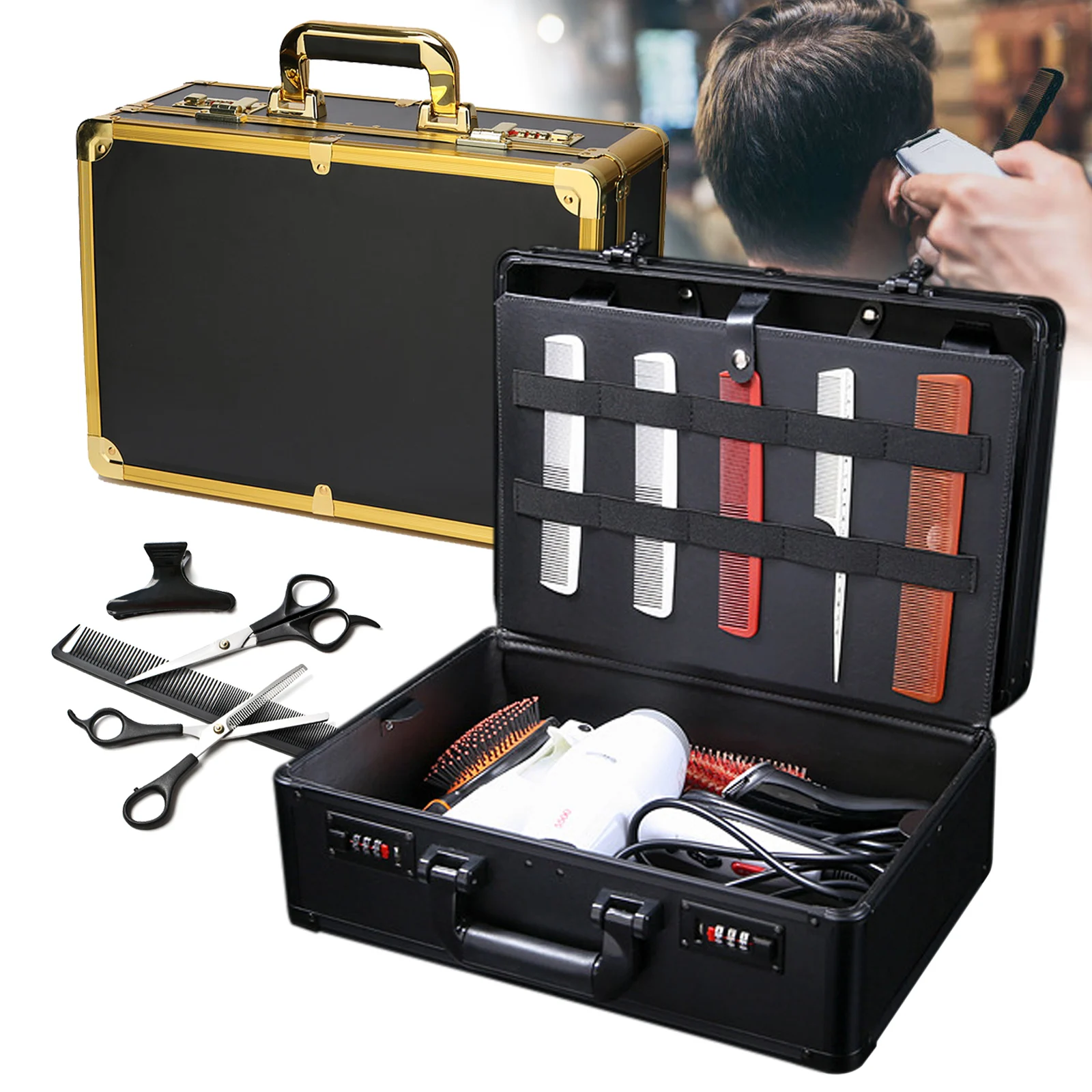 Large Barber Beauty Salon Tool Kits Storage Travel Carry Case