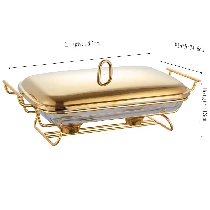 Luxury Stainless Steel Glass Chafing Dish 3L Capacity Alcohol-Fueled Food Warmer Buffet Service Home Catering Events Manual