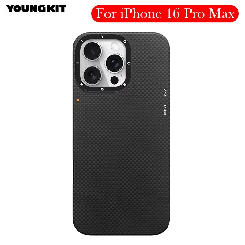 

YOUNGKIT Carbon Fibre Case For iPhone 16 Pro Max Kevlar Wireless Charging Back Cover Case for iPhone 16 Pro