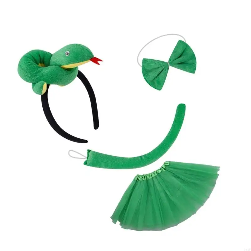 Dxae Schlange Stirnband Schwanz Bowtie Rock für Kid Boy Girl Teen Rolle spielen Halloween