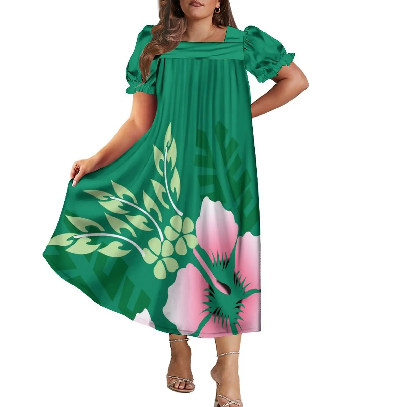 Pacific Island Art Women'S Dress Custom Traditional Polynesian Print New Design Mumu Skirt Dress Cute Puffed Sleeves