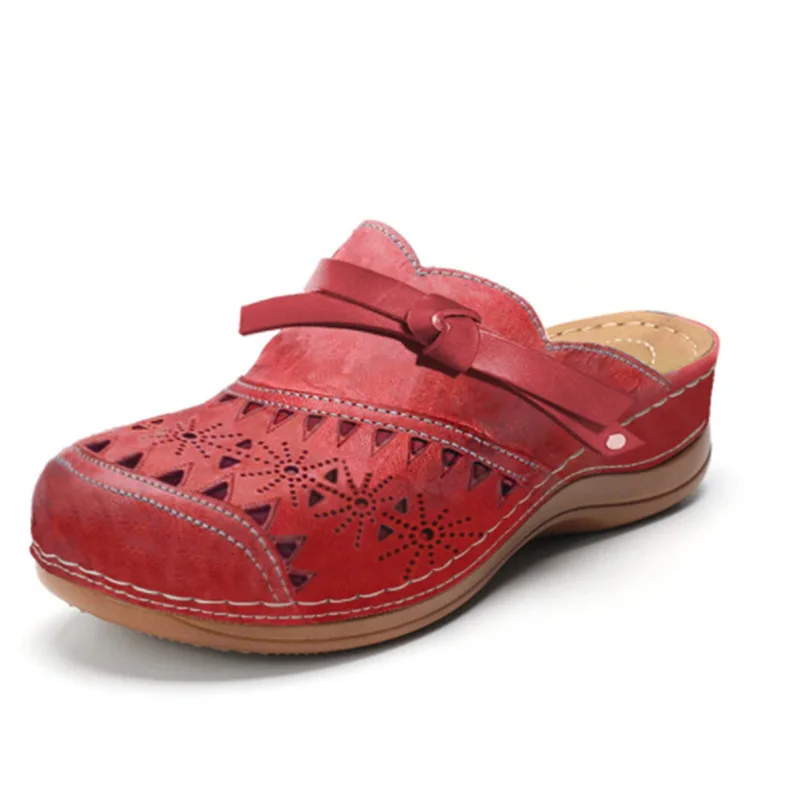 Women Sandals Summer Flat Round Toe Retro Comfortable Casual Wedges Slip on Plus Size Shoes for Women 35-43 Sandalias De Mujer
