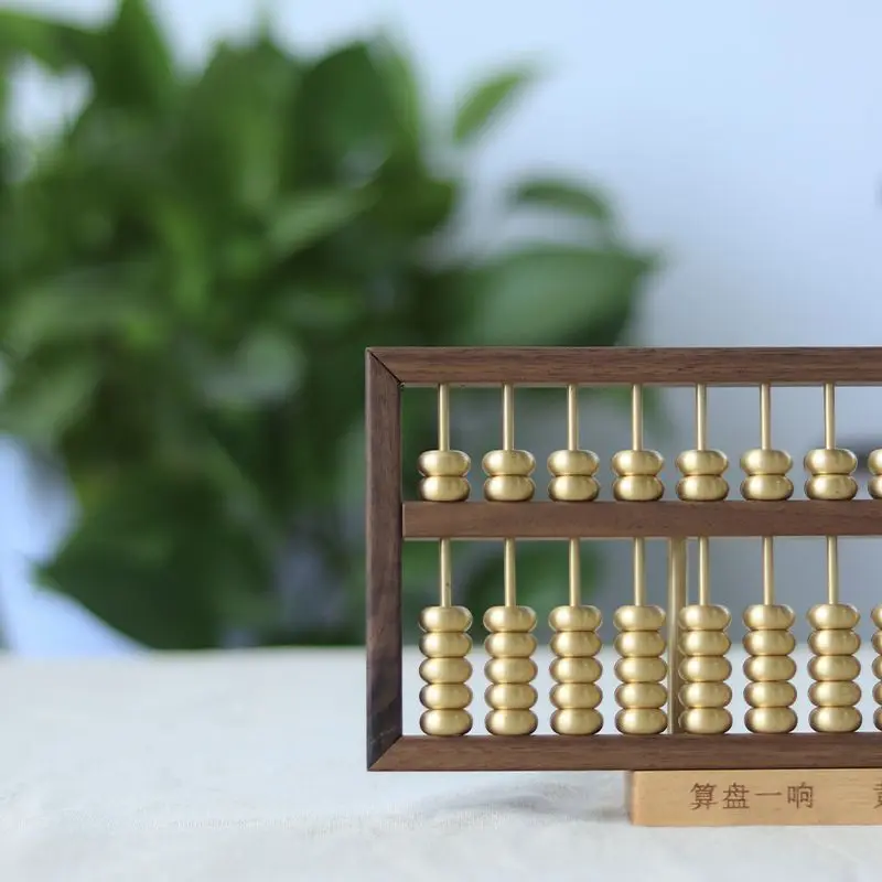 Copper abacus 13 gear copper wood ruyi abacus office ornaments walnut pure brass abacus gift box