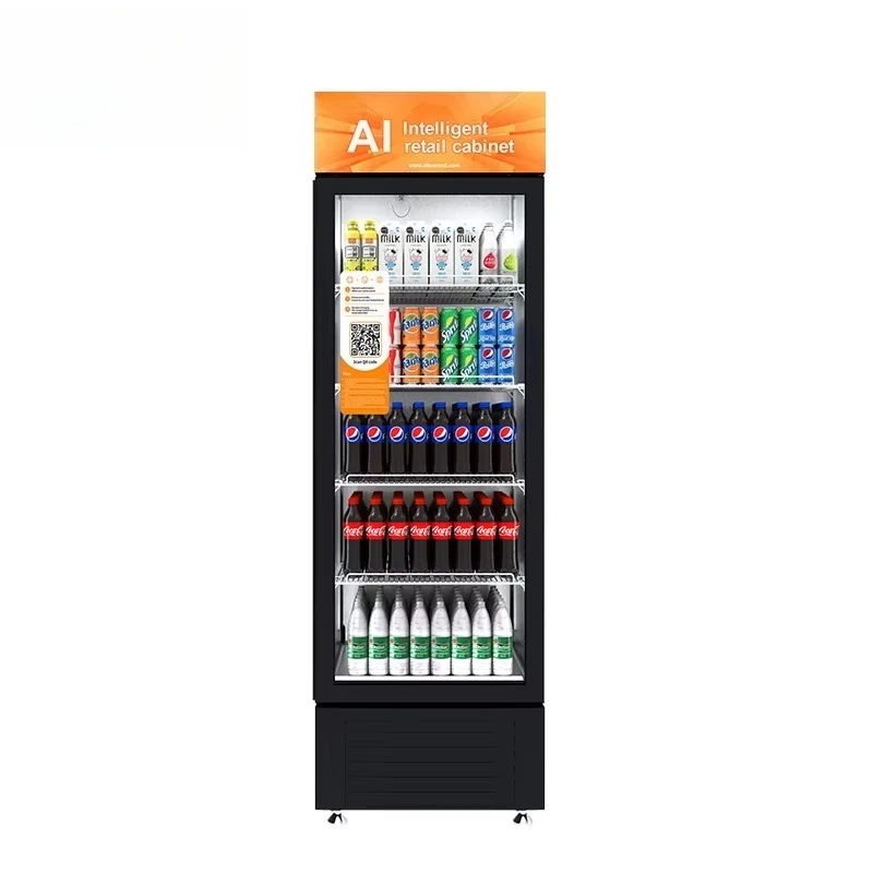 Smart Fridge Vending Machine Customizable Cooling Drinks Snacks Touchless QR Code RFID App Payment
