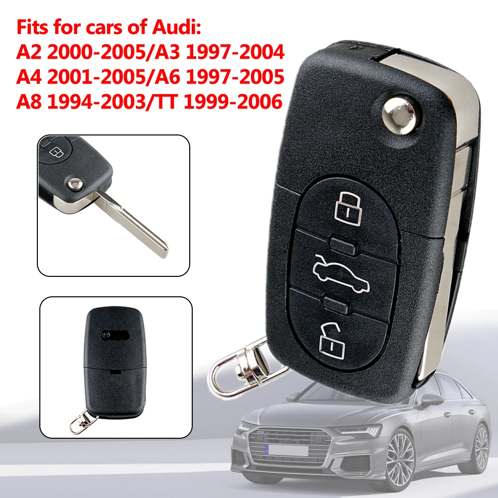 1pc Key Fob For Audi A3 A4 A6 A8 TT RS4 Quattro 1994 - 2004  Remote Car Key Fob Control Without Keyless