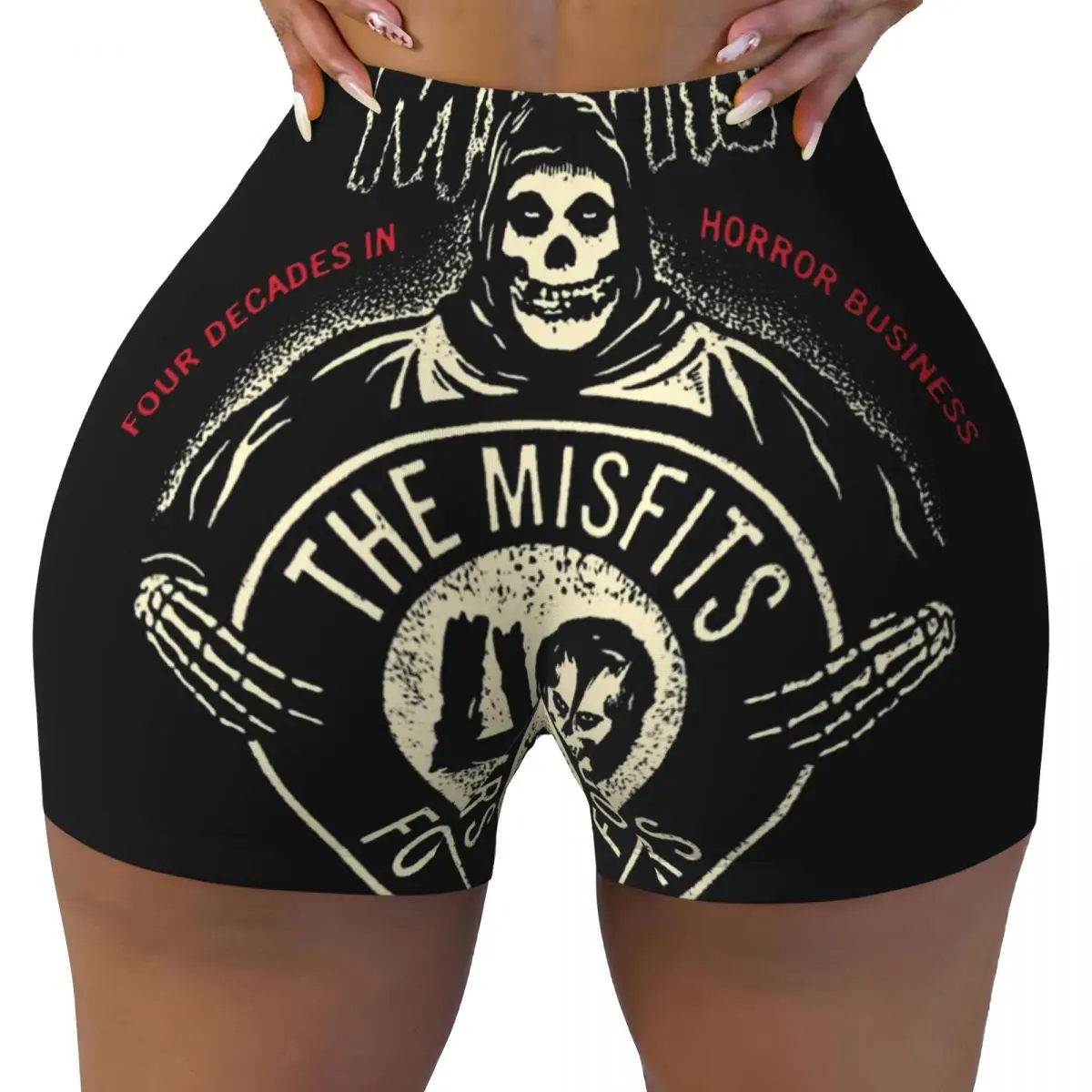 Custom Misfits Punk Rock Band Workout Shorts Women's Gym Volleyball Biker Yoga Shorts