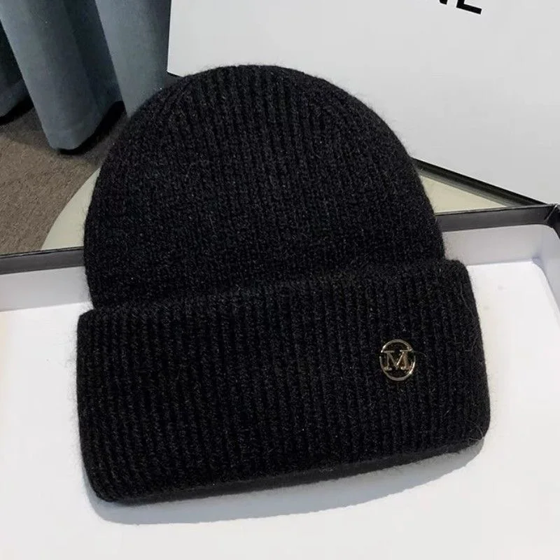 Knitted hat with thick velvet for women, warm and versatile, big head circumference, head cover, ear protection, cold hat image 5