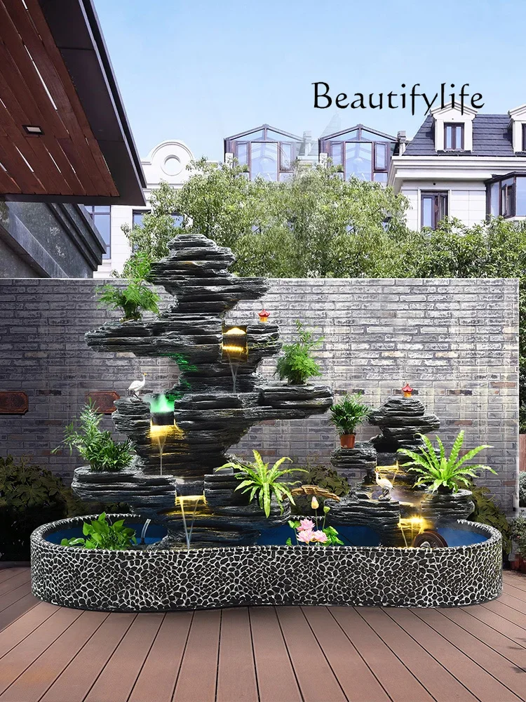 Large Artificial Mountain and Fountain Outdoor Courtyard Garden Fish Pond Landscape Interior Decoration Floor Ornaments