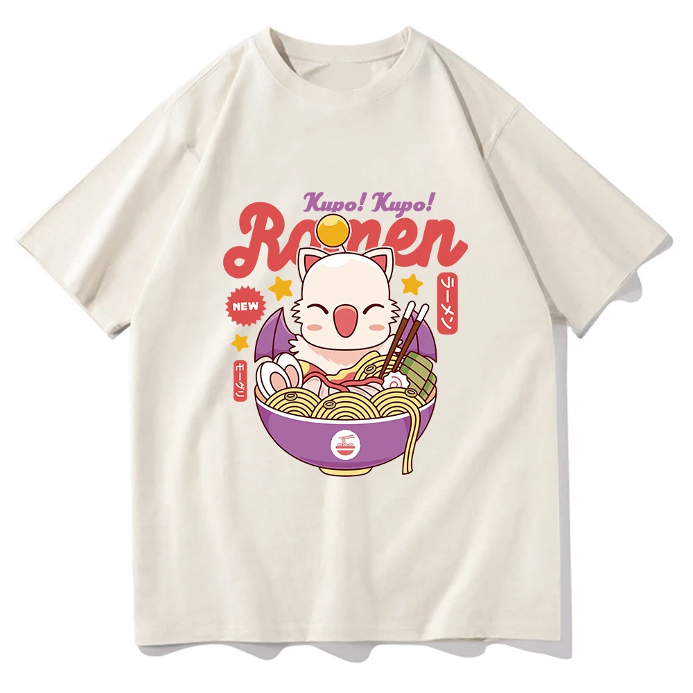 Game FINAL FANTASY XIVT Shirts Funny Moogle Kupo Ramen Men/Women T-Shirt Unisex High Quality Tops Vintage Cotton Tees Graphic