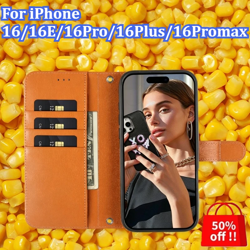 

2 in 1 Magnetic Wallet Case For iPhone 16/16E/16Pro/16Plus/16Promax Wireless Charging Phone Cover Cards Slot