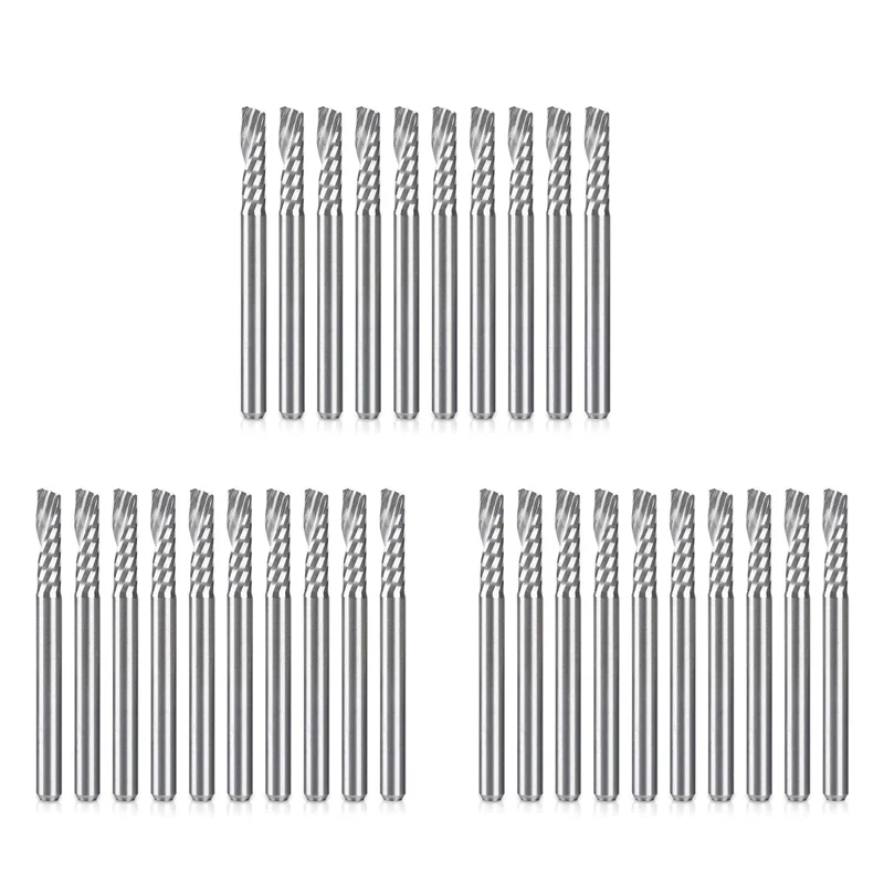 B84B-30 Pack CNC Router Bits 1/8 Inch Shank Spiral Upcut Router Bit Single Flute End Mill Set Milling Cutter Tungsten Steel