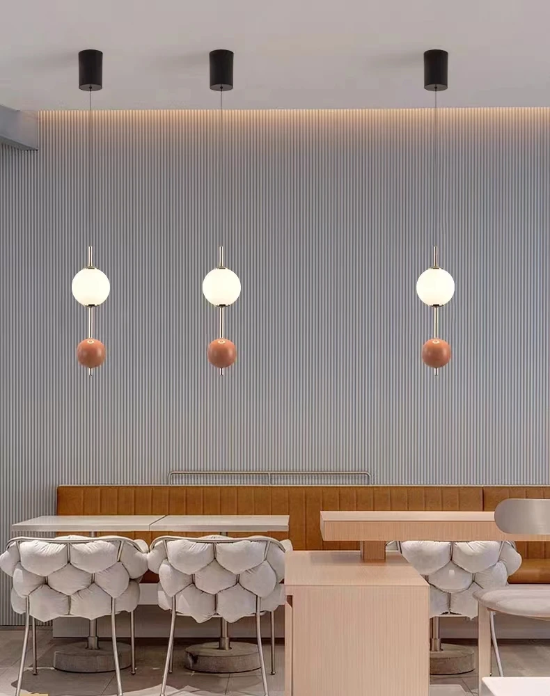 Colorful Ball LED Pendant Light White Glass