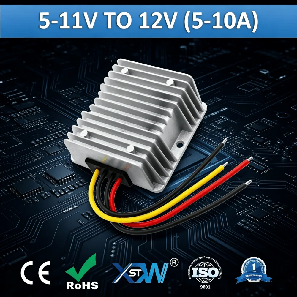 5-11V 5V 6V 9V to 12V 5A 8A 10A IP67 12V DCVoltage Regulator Output DC to DC Step Up Boost Power Converter Waterproof