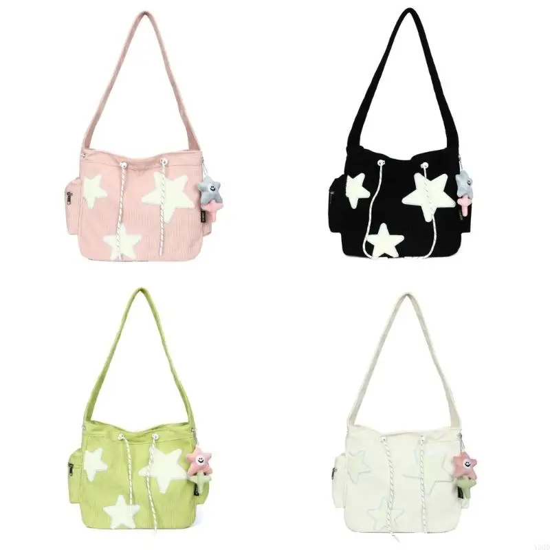 

X90D Versatile Corduroy Crossbody Bag with Pendant Shoulder Bags for Daily Errands