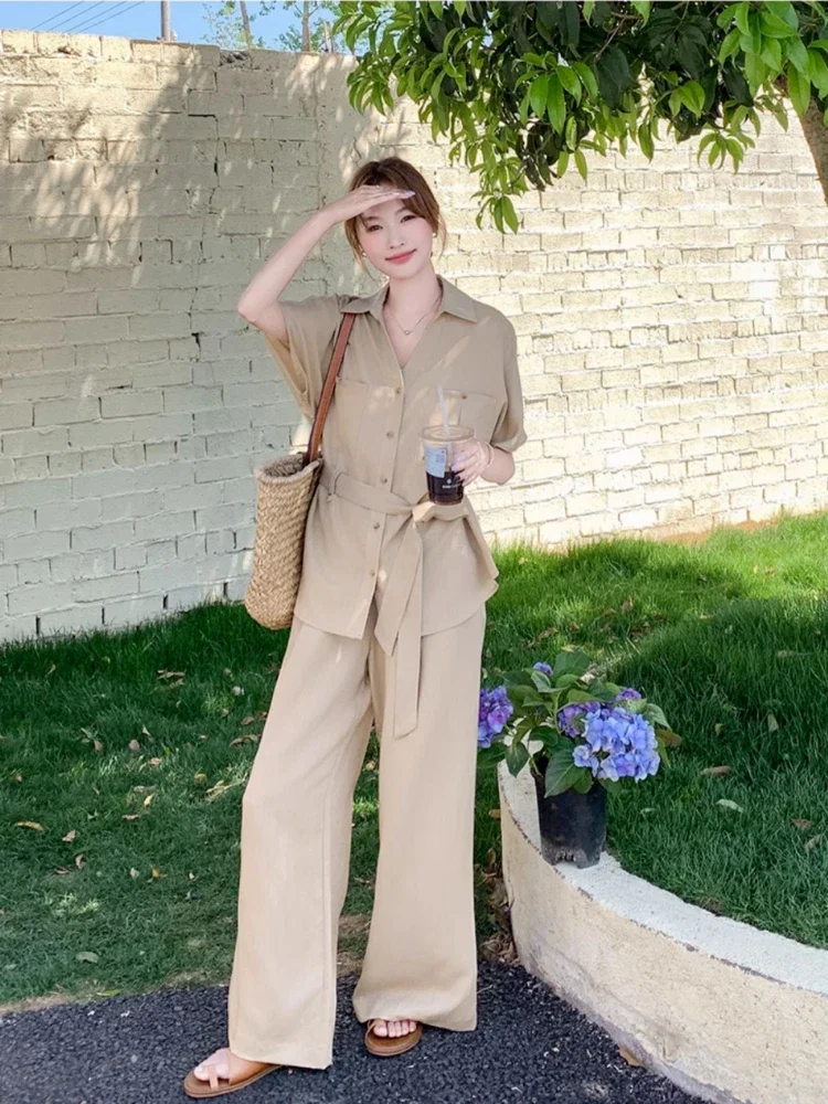 

Wide Leg Trousers Woman Tailor Promotion Y2k Streetwear Groups of Fashion Clothing 2025 Co Ord Full Pant Sets for Women 2 Pieces