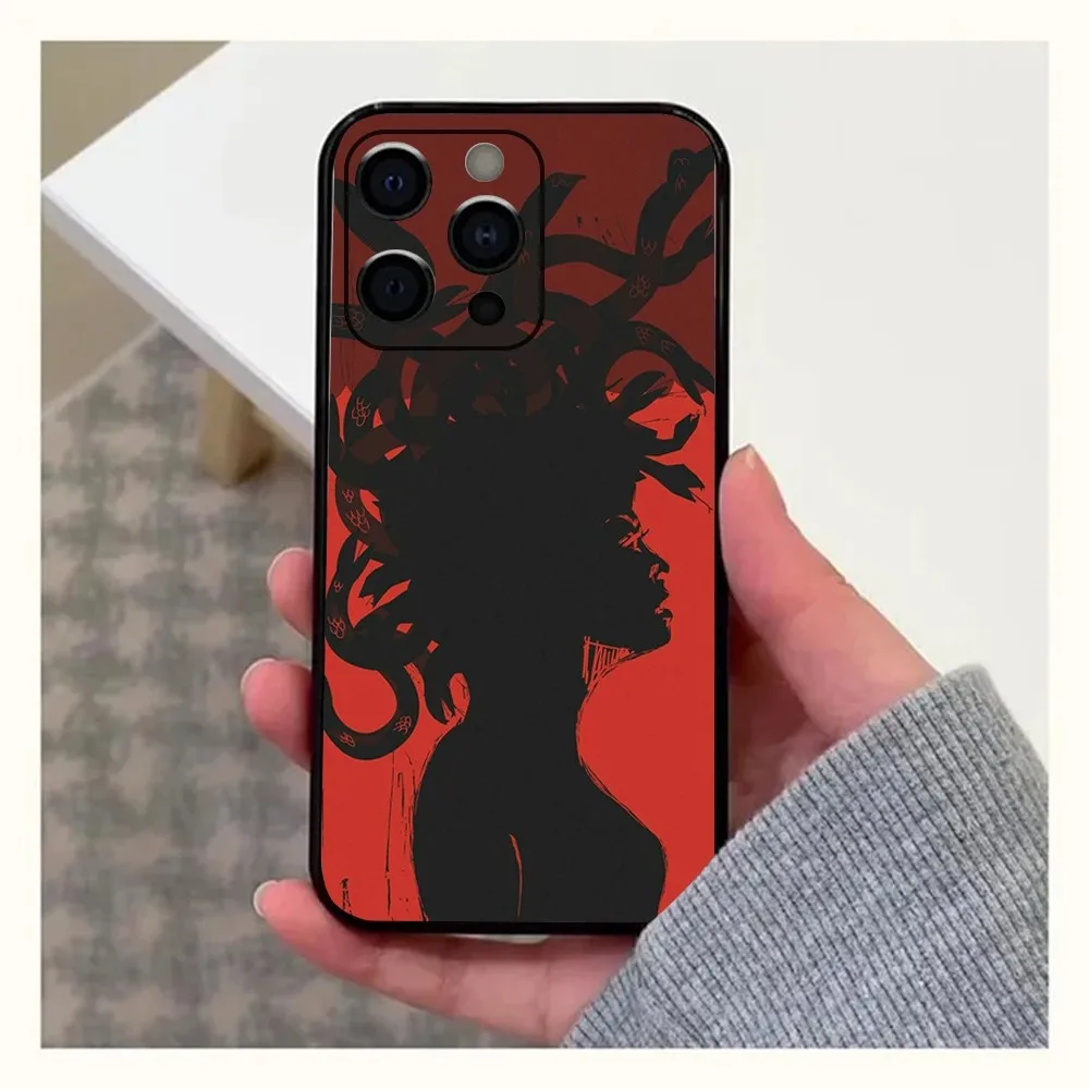 Ancient Greek Mythology Medusa Phone Case For Apple iPhone 15,14,13,12,11,Pro,X,XS,Max,XR,Plus,Mini Soft Black Cover