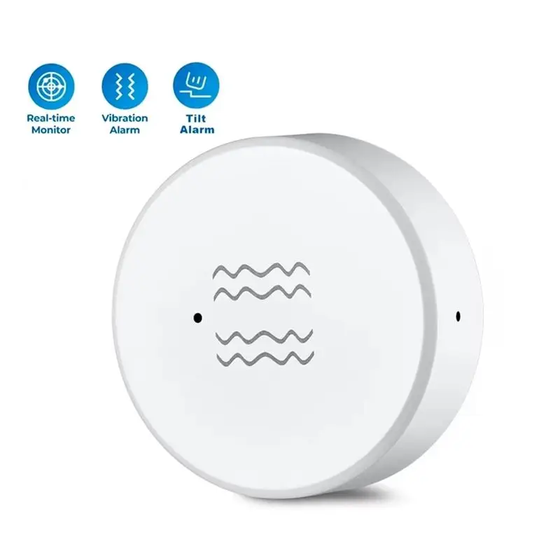 ABQU Tuya ZigBee Smart Vibration Sensor, Real Time Monitoring Door Window Detection Alarm, Smart Home Security System 4PCS