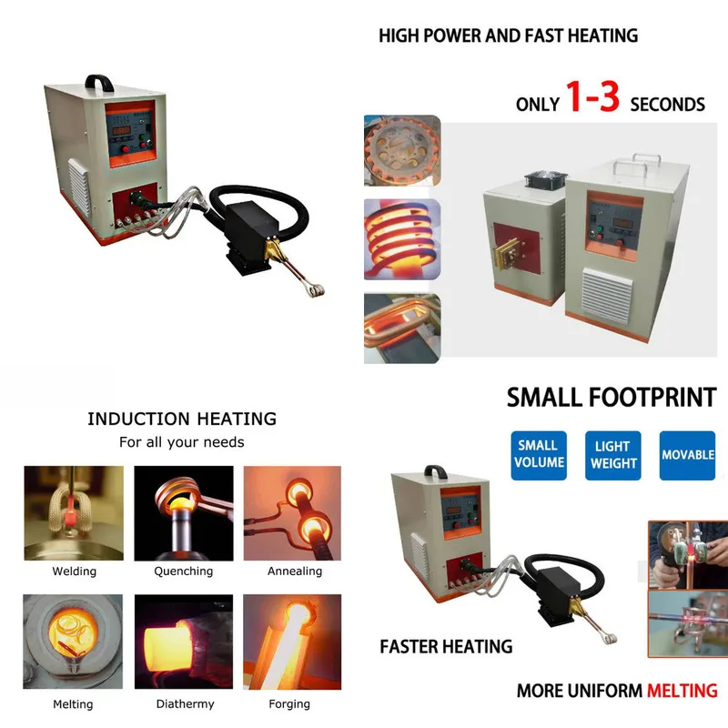 

New 6Kw UHF Handheld Induction Heating Equipment Industrial Furnace PLC Core Component Precise Temperature Control 220V