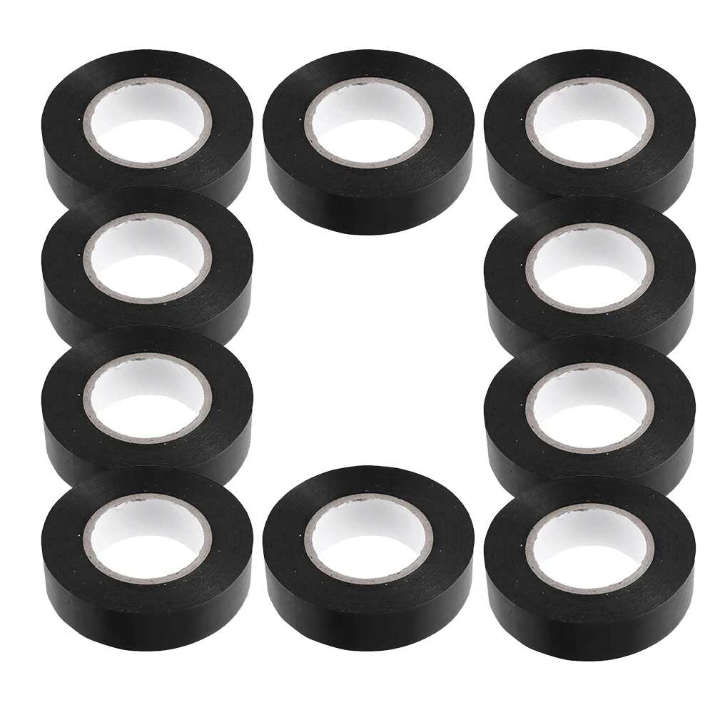 

10 Rolls Insulation Tape Electrical Wire Car Automotive Black High Temp Electrician PVC Heat Resistant Corrosion for Appliances