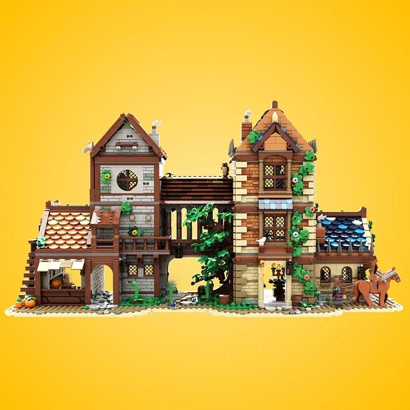 Modelo de fortaleza Medieval, bloques de construcción Moc, tecnología de calle Medieval, bloques modulares, regalos, juguetes de Navidad, conjuntos DIY de montaje