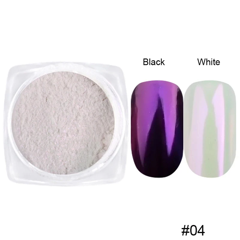 12Pcs/Set Aurora White Nail Mirror Powder 0.3g/Jar Shimmer Moonlight Chrome Pigment Dust for UV Gel Polish Manicure Decorations image 5