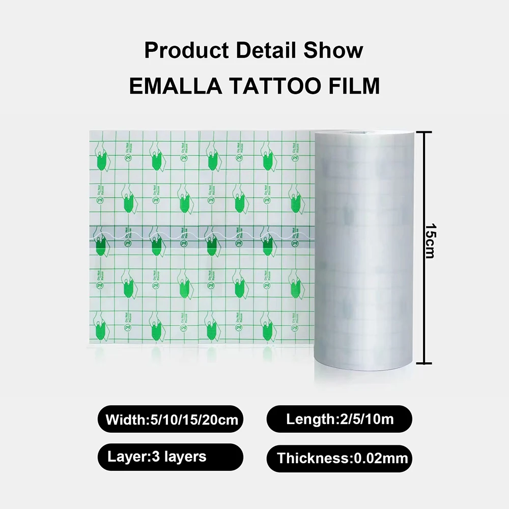 Película de curación de tatuajes a prueba de agua, vendaje transparente para el cuidado posterior de la piel, rollo de envoltura de película de reparación curativa, 2M, 5M, 10M