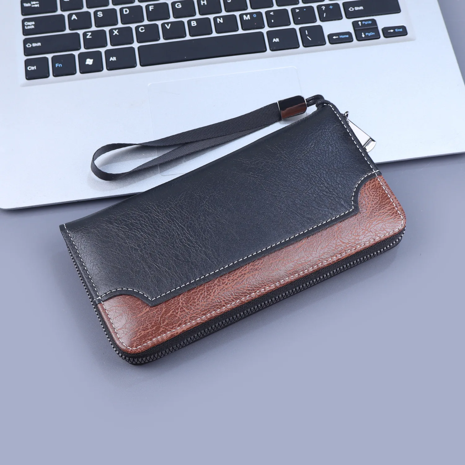 

Men's Handbag Zipper Clutch Bag New Splicing Long Wallet Clutch Bag Lightweight Men's Mobile Phone Bag