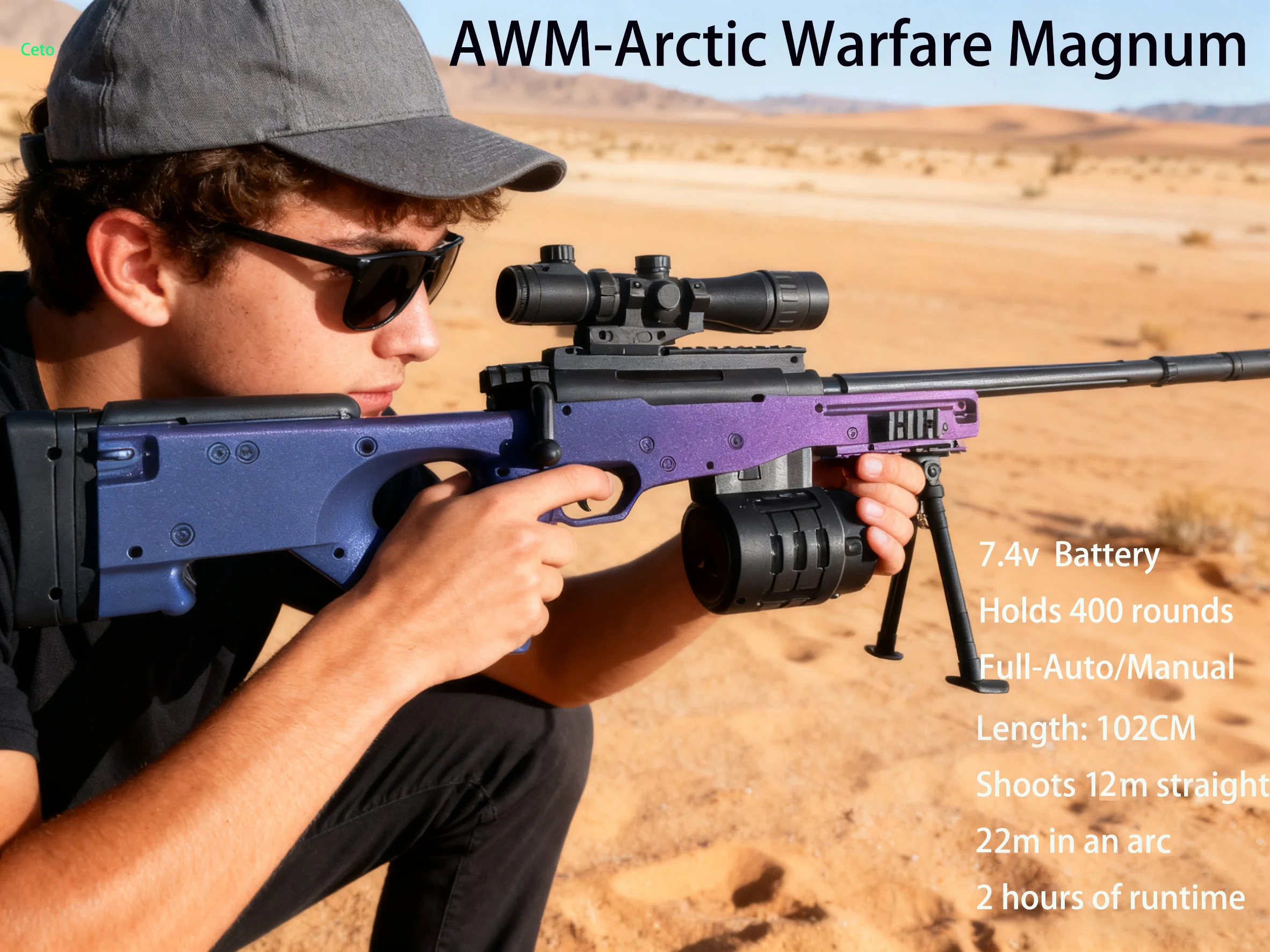 AWM Automatic EBB Gel Blasters Gun with Recoil - High Speed Full Auto Gel Ball Blaster, 300+ Rounds Magazine For Audlts Gift