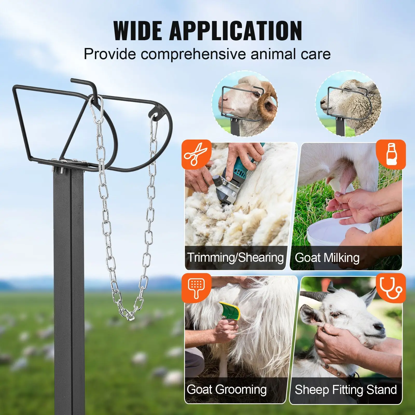 Goat & Sheep Stand, 51x23 inch Livestock, Metal Milking and Shearing 21