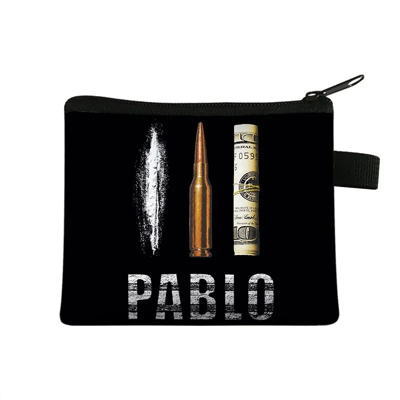 Pablo Emilio Escobar Gaviria Coin Purse Pablo Escobar Mulheres Carteira Cartão de crédito Fones de ouvido Key Holder Money Coin Bag Cute Purses