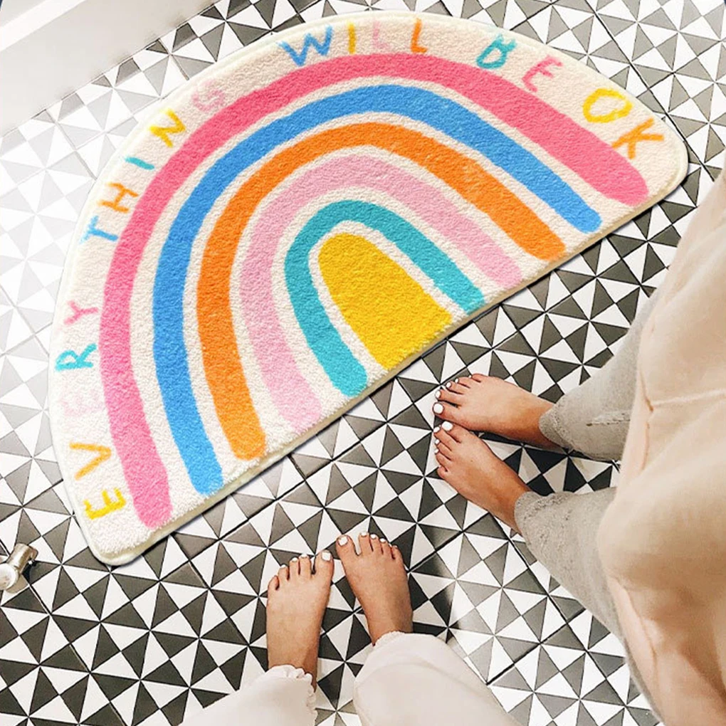 Rainbow-colored Floor Mat To Add Vibrant Touch To Space Any Room Polyester Carpet For Living Room