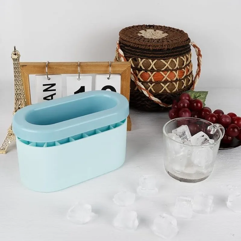 

1/2/3PCS Silicone Ice Bucket Oval Ice Compartment Silicone Ice Cube Moulds Ice Making Ice Storage Box Cylinder Ice Cube Moulds