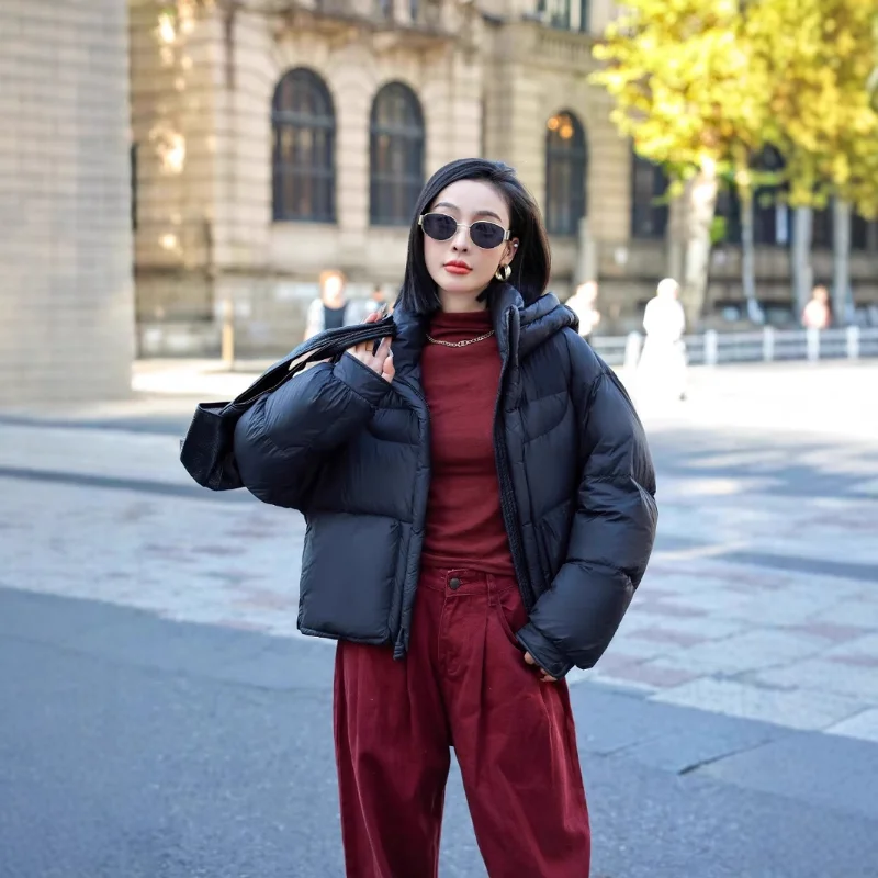 Chaqueta de plumón para mujer, abrigo versátil grueso elegante a la moda para ir al trabajo, novedad de 2025, invierno