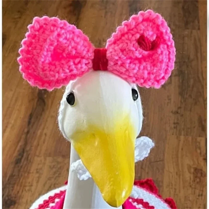 

Pet supplies duck goose Cute pet Goose bow hat resuable poultry costume handmade crocheted bow hat skirt for kids Special gift