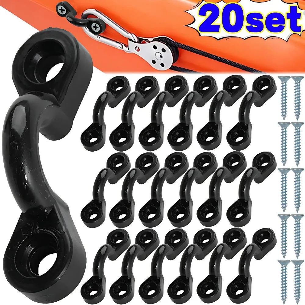 

20/5 компл. зажимы для каяка, надувная лодка, инструмент для гребли рыбы, морские лодки, водные виды спорта, серфинг, палуба, такелаж, комплект с фиксированными глазами, аксессуары