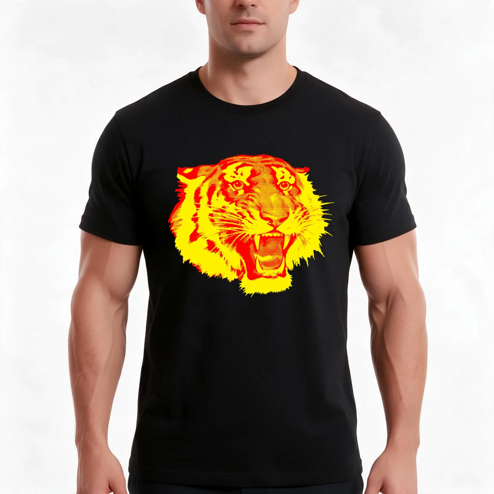 Circus Tiger T-Shirt, Summer Casual Cotton Tee, Oversized Streetwear Tops, Vintage Graphic Print, Loose Fit Short Sleeve