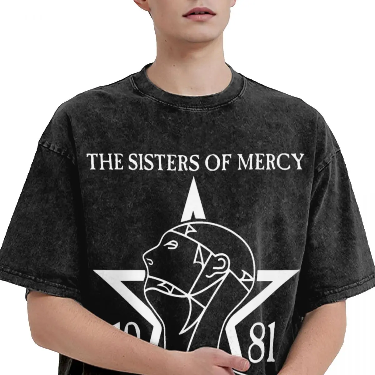 1981 The Sisters Of Mercy Rock Band Merch Washed T Shirt Men Women Streetwear Hip Hop T-Shirt Summer Tee Shirt Cotton