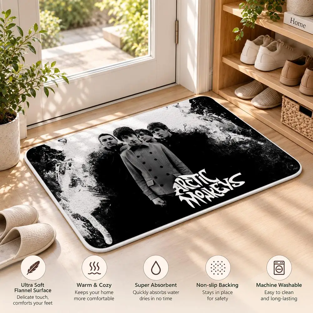 Band A-Arctic M-Monkeys Floor Mat Flannel Rug Soft Non Slip Washable Door Mat For Bathroom Bedroom Kitchen Home Decor
