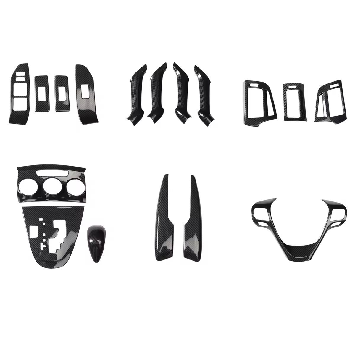 עבור טויוטה ורסו 2011-2015 אביזרי פנים סיבי פחמן ABS ידית דלת הילוך פנל הגה חלונות בקרת מדבקות