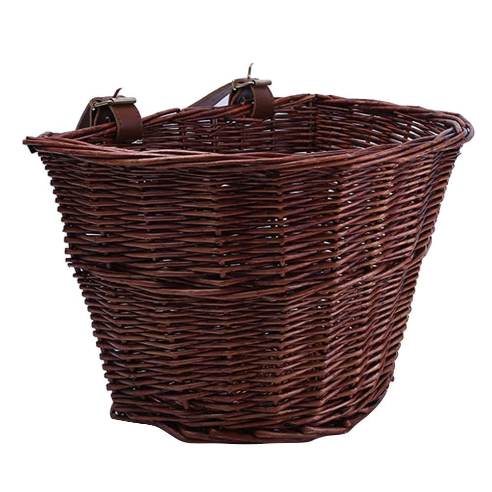 

Bicycle Basket Front Wicker Rattan Hamper Handlebar Baskets Bamboo Carrier Durable Large Space Easy Attach Cycling Storage