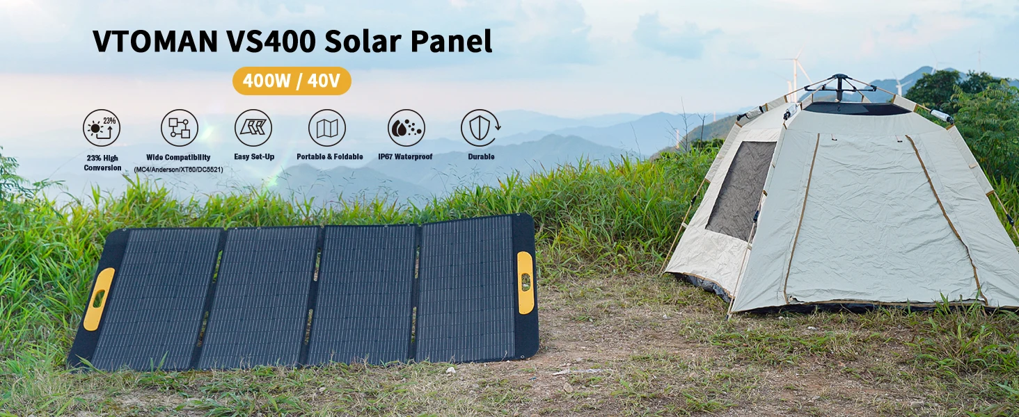 VTOMAN VS400W faltbares Solarpanel, 40,32 V, hocheffizientes, tragbares Solarladegerät für Outdoor-Kraftwerke – Detail 10