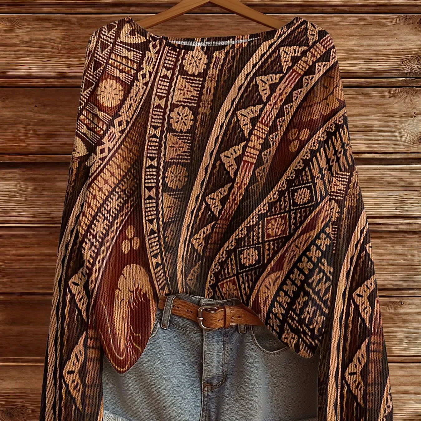 

Vintage sweater Autumn Winter tribal Pullover bohemian Sweater For Women Casual Knitwear Female Clothing Soft Streetwear Tops